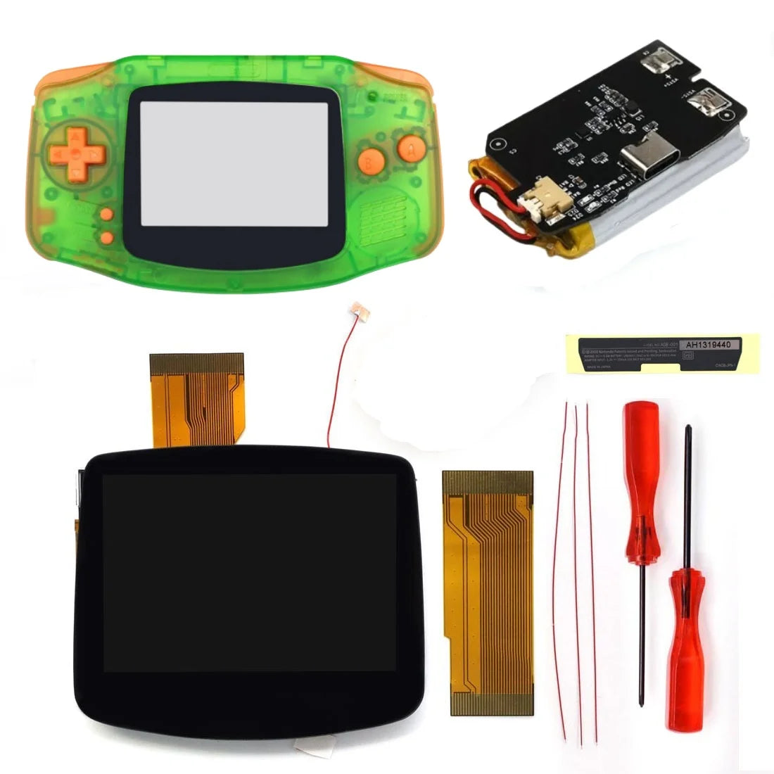 Hispeedido TYPE-C GBA LCD Display Upgrade – 3.0" V5 IPS Screen with New Housing Shell