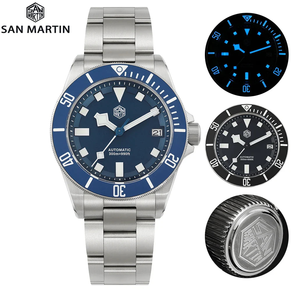 San Martin SN0121T Titanium Diving Watch – NH35 Automatic, Grade 2 Titanium, 120-Click Bezel, 300M Waterproof Wristwatch