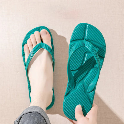 Men’s Black Massage Flip Flops – Big Size 50 Non-Slip Casual Beach Slides, Fashion Comfort Slippers for Outdoor & Home Use