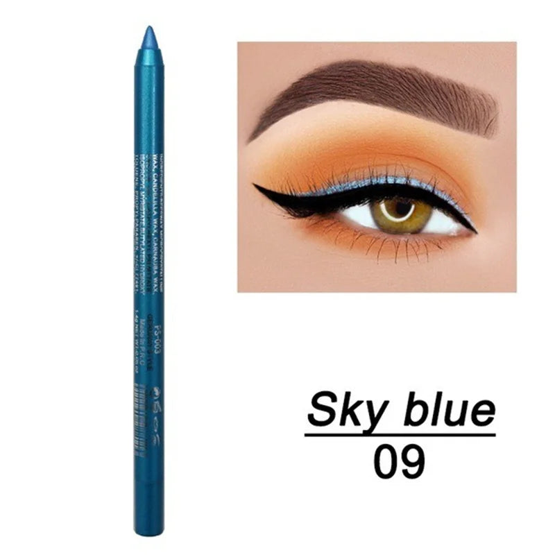 14-Color Waterproof Eyeliner Pencil – Long-Lasting Smokey Punk Style High-Pigment Shimmer Eyeshadow Stick