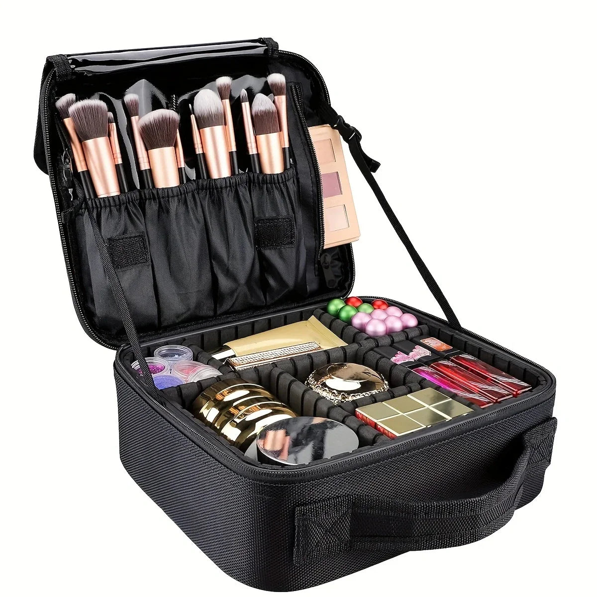 YANZA Professional Makeup Case – Cosmetic Organizer & Travel Storage Box for Brushes, Beauty Tools, and Manicure Supplies
