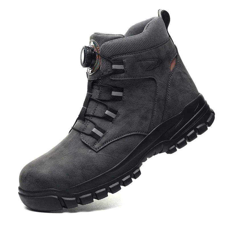 2024 Fashion Waterproof Security Work Boots – Protective Leather, Anti-Smash & Anti-Puncture Industrial Safety Shoes