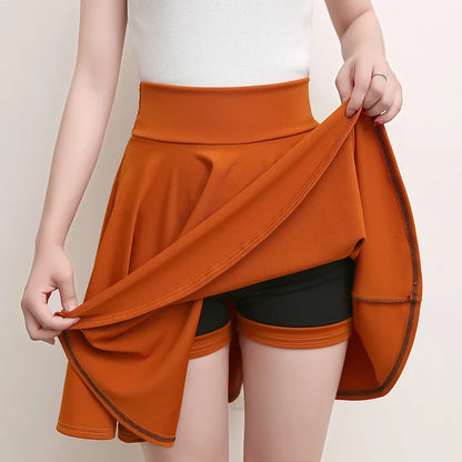 Women’s Flared Mini Skirt with Built-In Shorts – Pleated Skater Style Casual Fashion Skirt, Plus Size 2025 Design