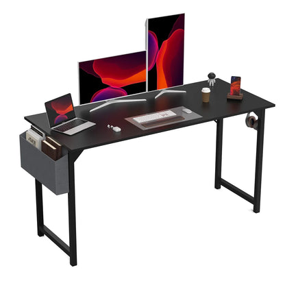 Computer Desk – Modern Compact Writing & Gaming Table with Side Bag, Headphone Hook, Easy Assembly
