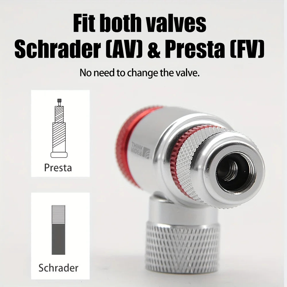 ThinkRider Mini CO2 Bike Pump - Aluminum Bicycle Inflator with Schrader & Presta Adapter