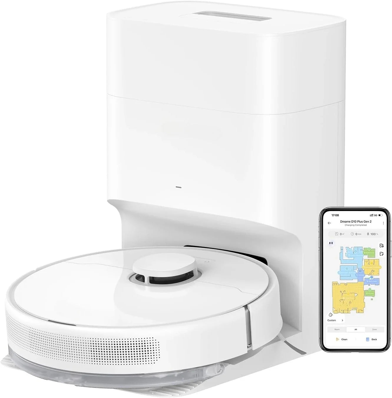 D10 Plus Gen 2 Robot Vacuum & Mop - Self Emptying Base, 6000Pa Suction and LiDAR Smart Navigation