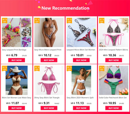 Women’s Leopard Print Bikini Set – Sexy Swimwear for Beach Vacation, Thong Bathing Suit & Summer Beachwear