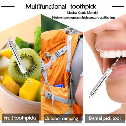 Portable Titanium Toothpicks with Metal Holder - High-Quality Toothpick for Outdoor Picnic and Camping