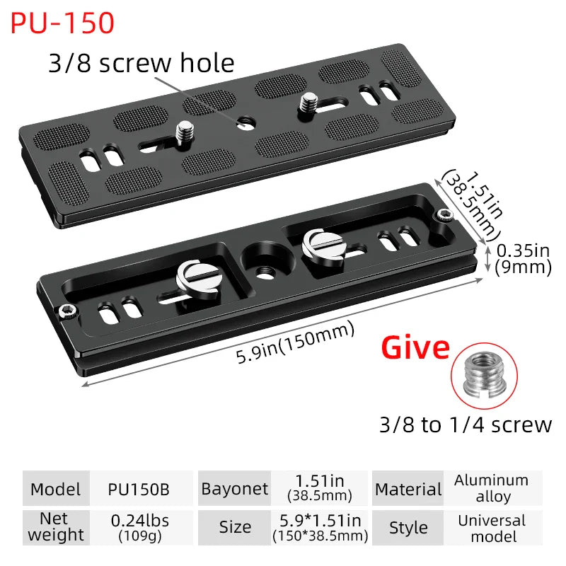 BEXIN Universal Aluminum Alloy Quick Release Plate – 1/4" Screw Tripod Mount Adapter for Arca Swiss & Benro Ball Head Cameras