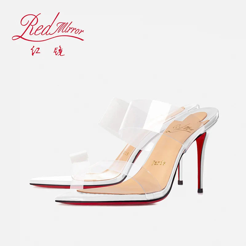 Red Sole Transparent High Heels — Summer PVC Open-Toe Handmade Women’s Sandals