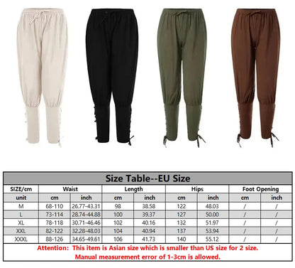 Men's Medieval Knight Costume Set – Renaissance Pirate Shirt & Ankle Pants Halloween Cosplay in Cotton Linen