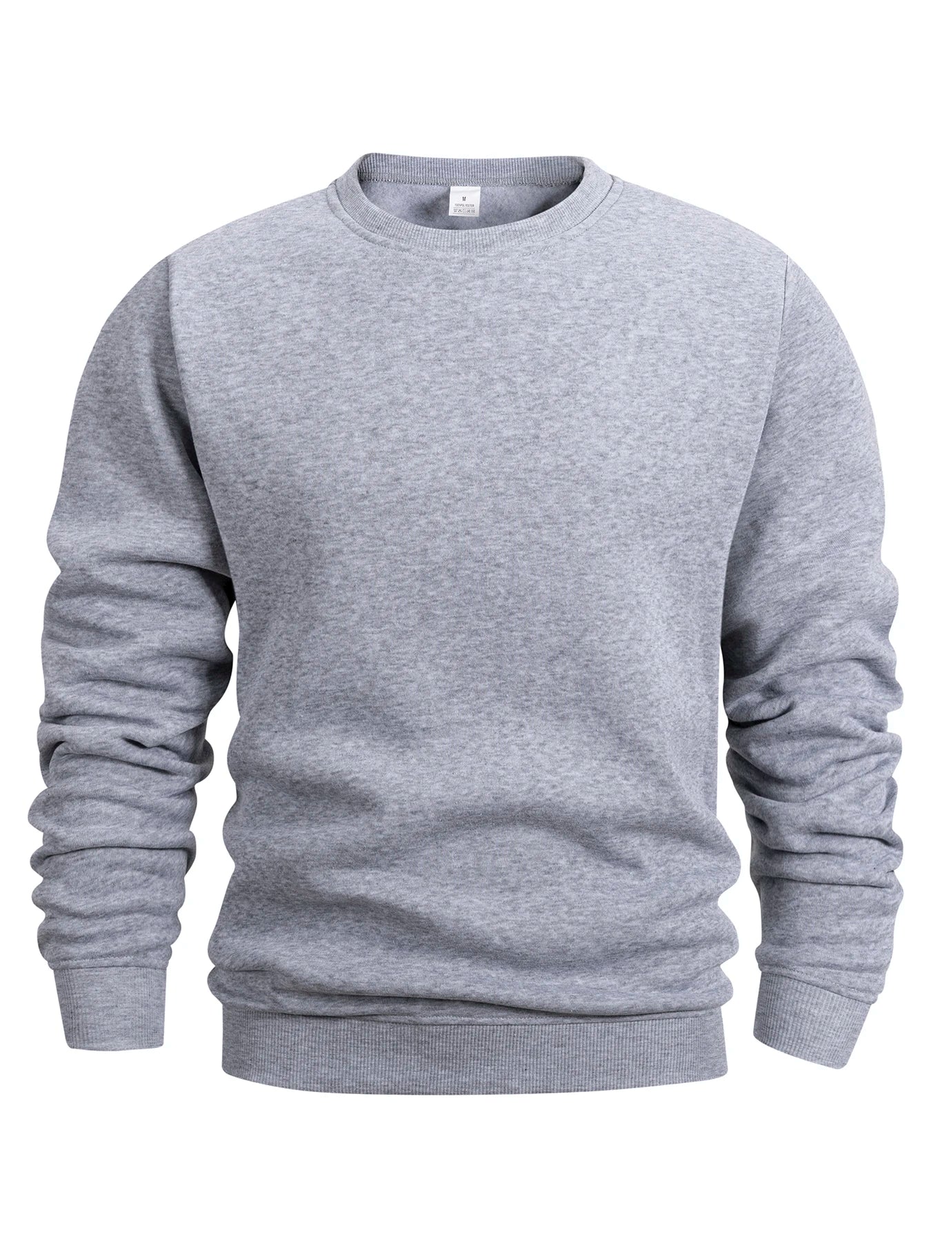Men’s Crew Neck Sweatshirt — Solid Color Casual Long Sleeve Pullover for Spring Outdoor Sportswear