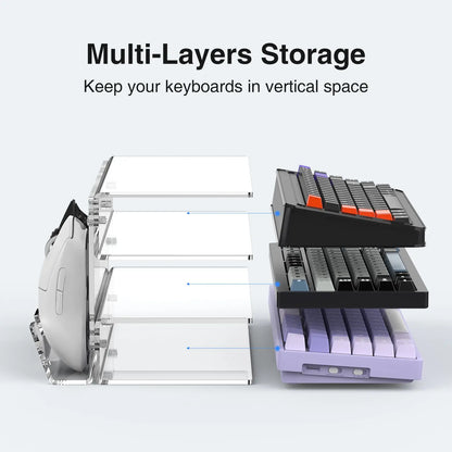 3-Tier Acrylic Keyboard & Mouse Organizer – Desktop Storage Stand for Study Room & Office