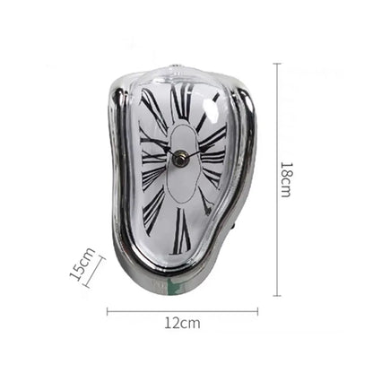 Surreal Melting Clock - Silent Salvador Dali Style Wall Watch for Home Office, Shelf, Desk, Table Decor and Gifts
