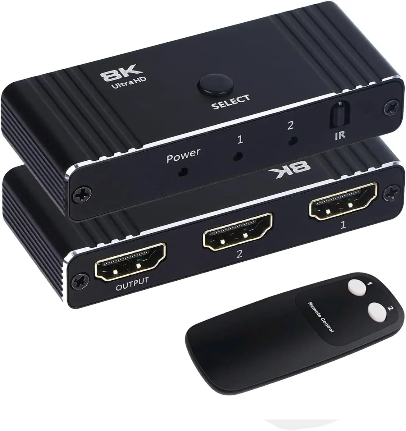 8K 60Hz HDMI Bi-Directional Switcher – 2 in 1 Out, 4K 120Hz HDMI Splitter with IR Remote for PC, TV, PS4, Xbox, PS5