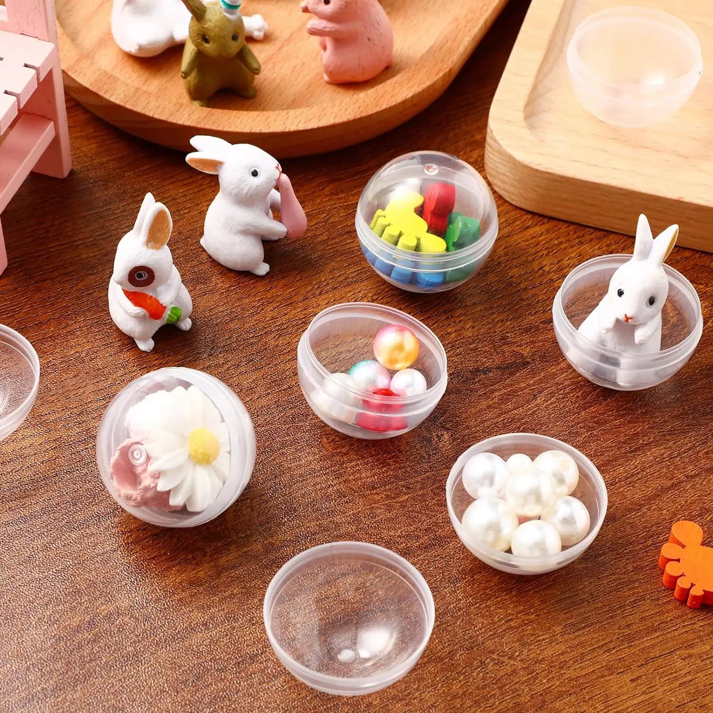 100pcs Clear Plastic Capsules – Round Empty Containers for Gumball Machines, Vending Prizes, DIY Crafts & Bulk Supplies
