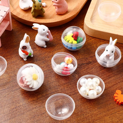 100pcs Clear Plastic Capsules – Round Empty Containers for Gumball Machines, Vending Prizes, DIY Crafts & Bulk Supplies