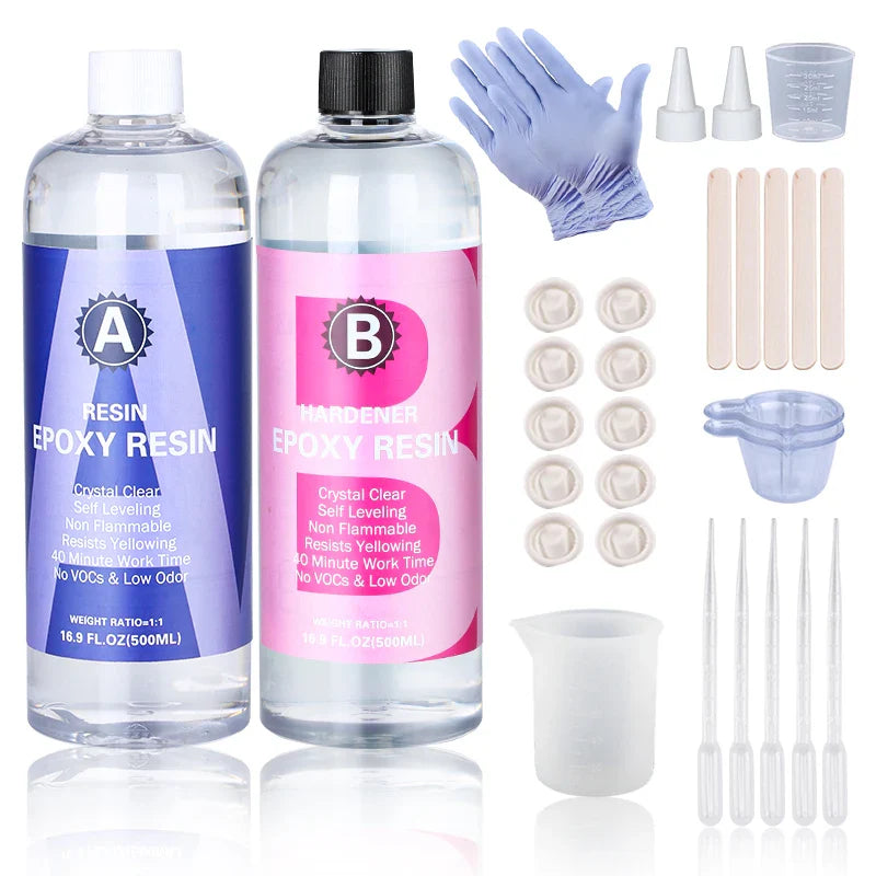 1:1 Crystal Clear Epoxy Resin Kit – High Gloss, Bubble-Free Art Resin for Coating, Casting & DIY Jewelry Making