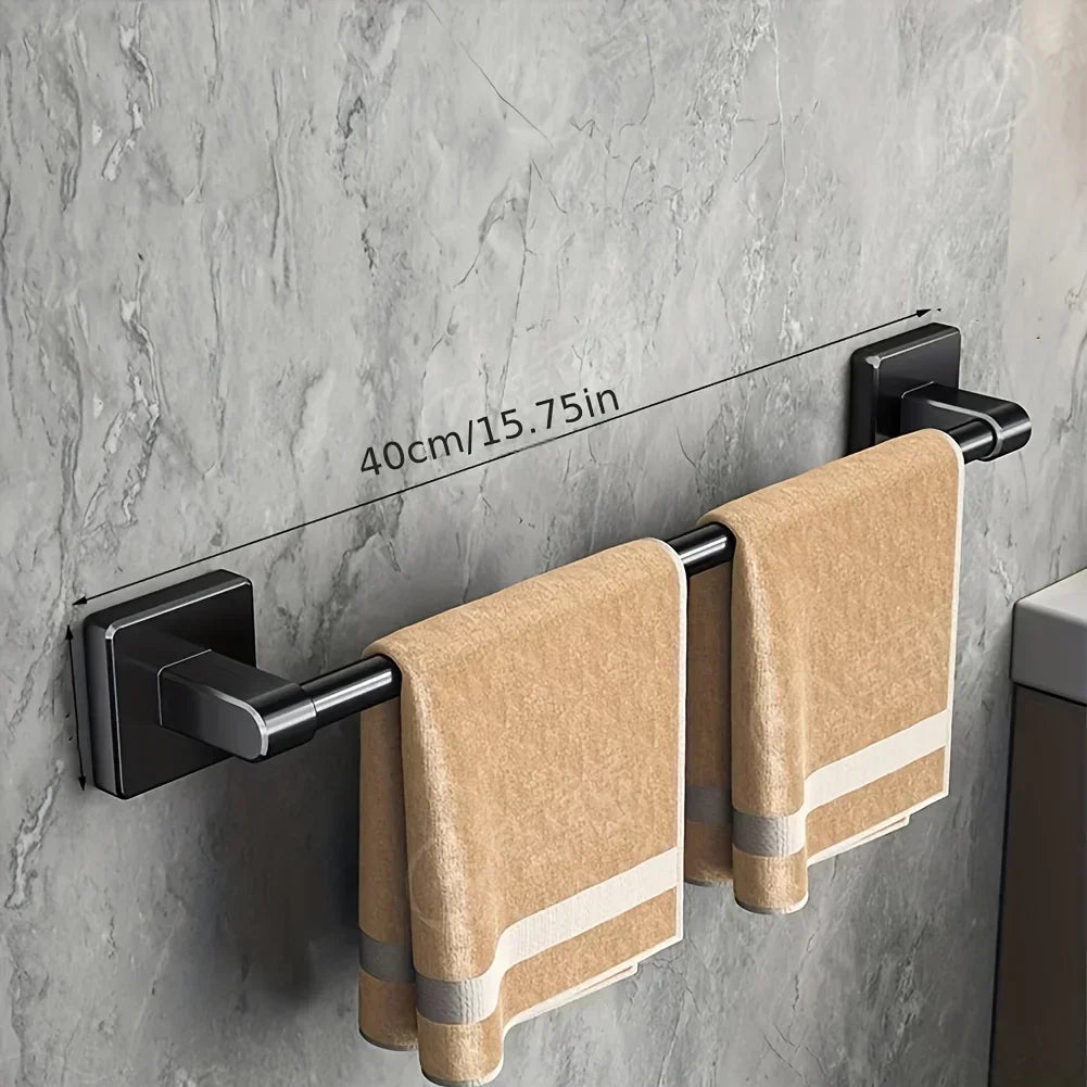 6-Piece Self-Adhesive Bathroom Towel Rack Set – No-Drill Towel Holder Hooks & Shelf