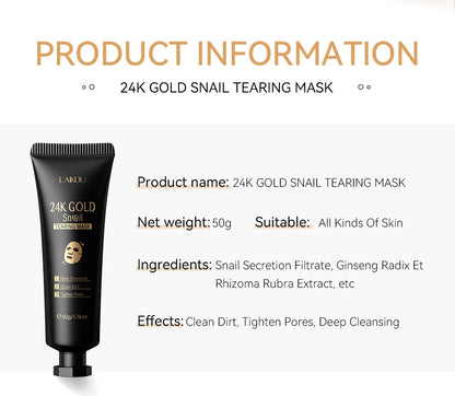 LAIKOU 24K Gold Sakura Peel-Off Face Mask – Anti-Wrinkle, Whitening & Blackhead Removal Skincare