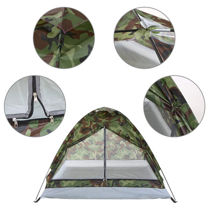 Waterproof Camping Tent: Windproof UV Sunshade Canopy for 1/2 Person - Single Layer Outdoor Portable Camouflage Tent Equipment