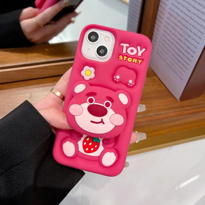 3D Kitty Face Phone Case — Soft Silicone Cartoon Grip Tok Holder for iPhone 11-16 Pro Max