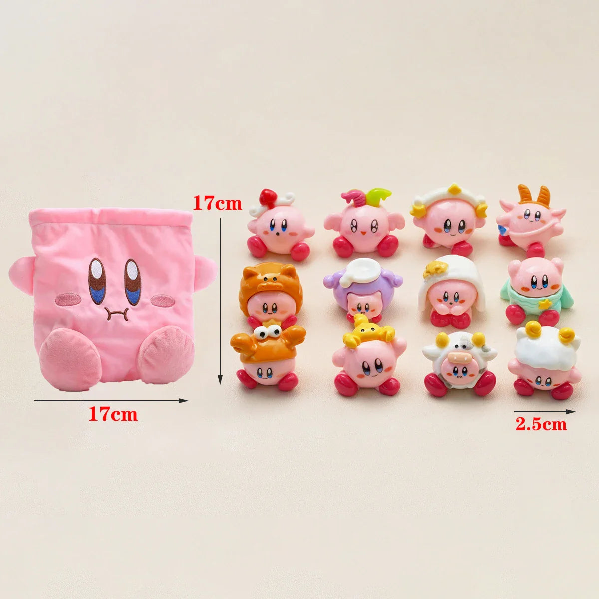 Star Kirby Action Figures — Cute PVC Toys with Cartoon Drawstring Storage Bag, Pocket-Sized Action Figures