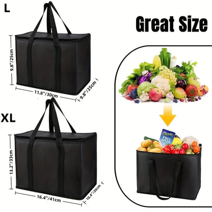 XL/Large Insulated Cooler Bag — Keep Food Hot & Cold for Hours, Grocery Tote, Pizza Warmer, Lightweight & Durable with Zipper