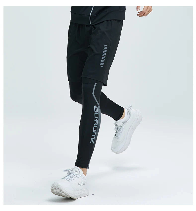 Men’s 2-Piece Sports Set — Tight Cycling & Fitness Shorts, Quick-Dry, High-Elasticity Running & Training Compression Pants