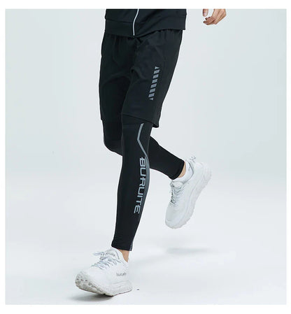 Men’s 2-Piece Sports Set — Tight Cycling & Fitness Shorts, Quick-Dry, High-Elasticity Running & Training Compression Pants