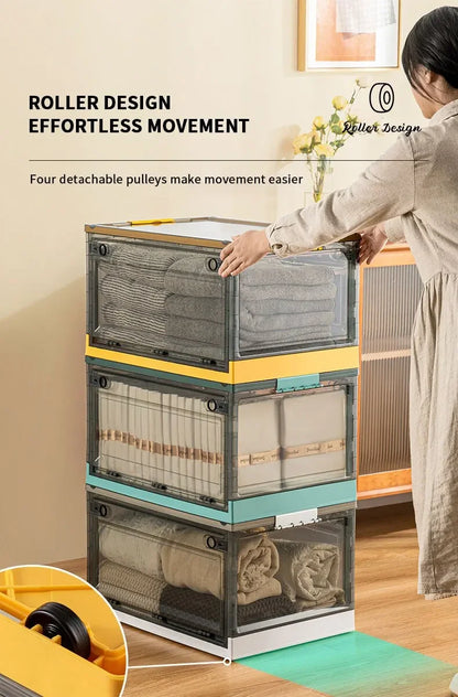 Foldable Transparent Storage Trunk – Large Capacity Plastic Organizer for Clothes and Home Wardrobe