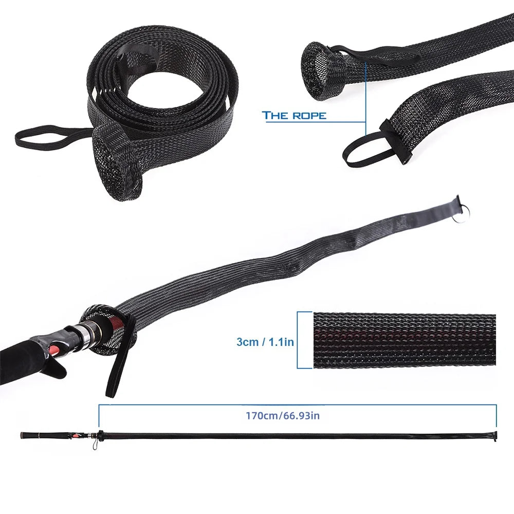 Fishing Rod Cover – Spinning Rod Sleeve, Pole Sock & Glove, Casting Ice Net Tube Protective Sleeve for Fishing Poles