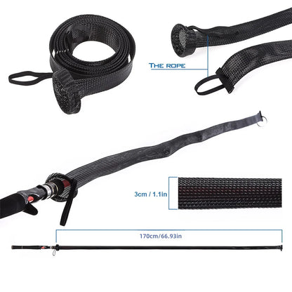Fishing Rod Cover – Spinning Rod Sleeve, Pole Sock & Glove, Casting Ice Net Tube Protective Sleeve for Fishing Poles