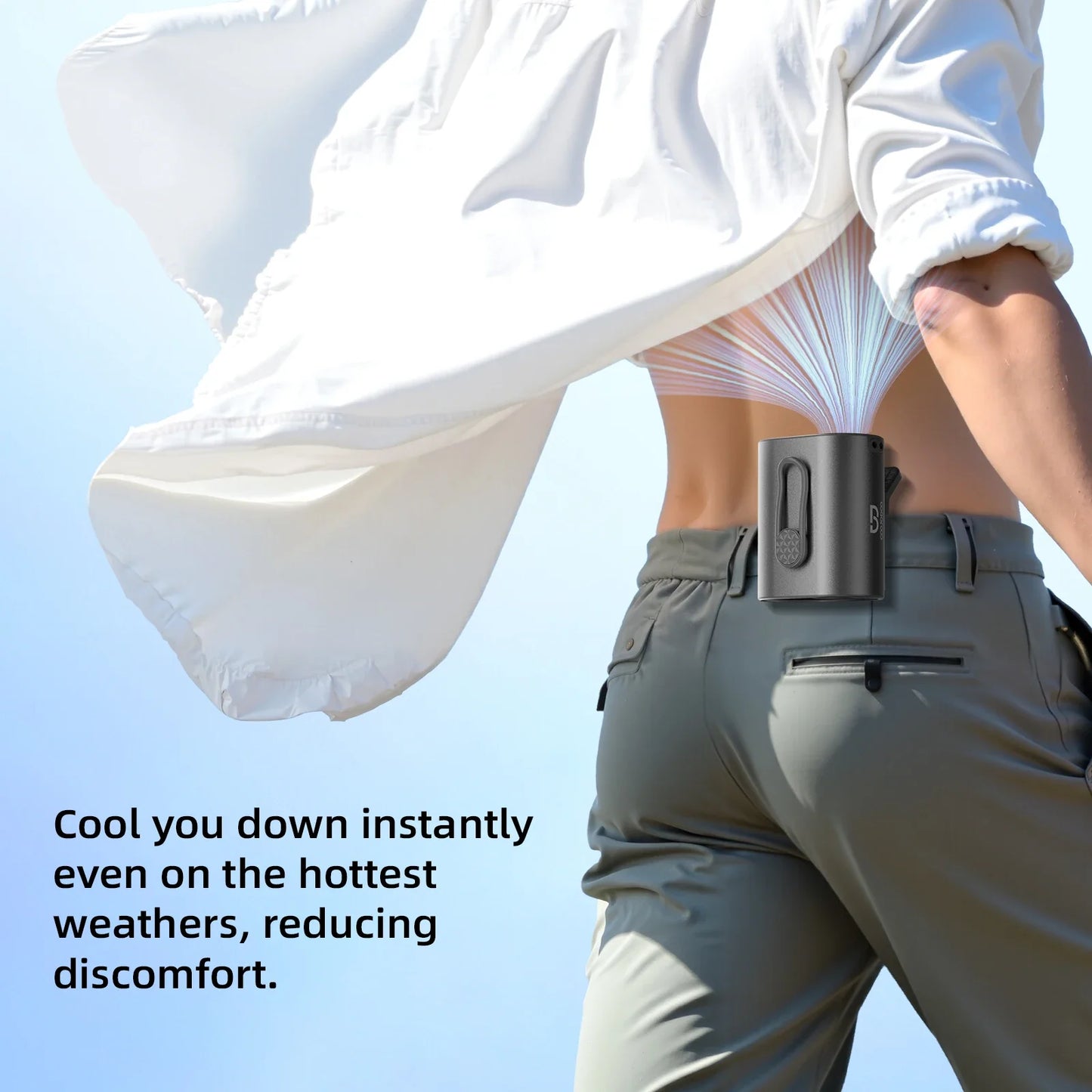 3600mAh Waist Fan Portable Rechargeable Cooling Fan – 11m/s High Wind Speed, 360° Adjustable 100-Level Airflow, 9H Long Battery Life for Outdoor Travel, Stroller & Sports Use
