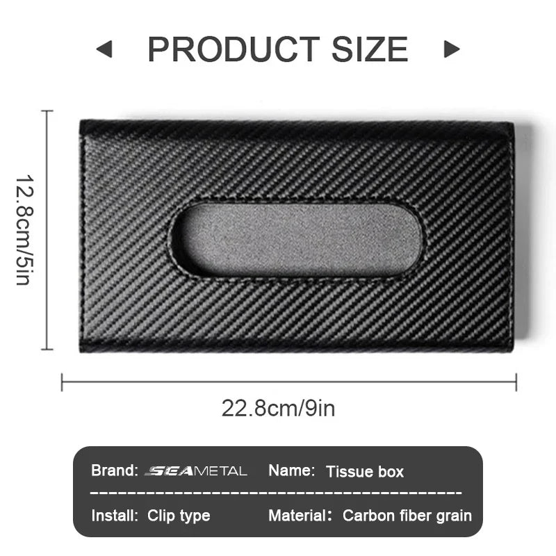 SEAMETAL Car Sunshade Tissue Box – Universal Auto Interior Paper Towel Storage Bag with Carbon Fiber Sun Visor Design