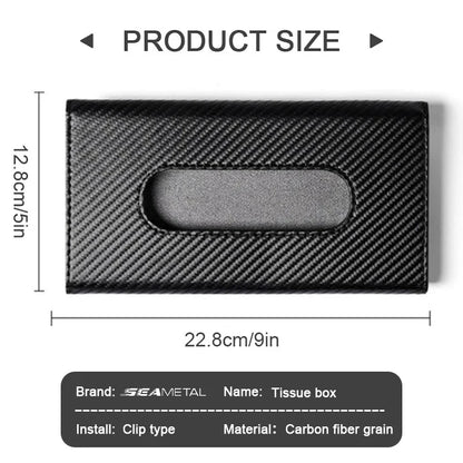 SEAMETAL Car Sunshade Tissue Box – Universal Auto Interior Paper Towel Storage Bag with Carbon Fiber Sun Visor Design