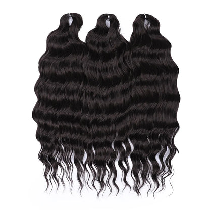 FASHION IDOL 24" Deep Wave Crochet Hair - 3-Piece Synthetic Water Wave Braiding Extensions, Ombre Rainbow Twist Hair