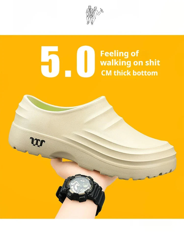 Summer Chef Shoes – Anti-Slip & Oil-Proof Work Slippers, Casual Trendy One-Step Fashion Sports Shoes