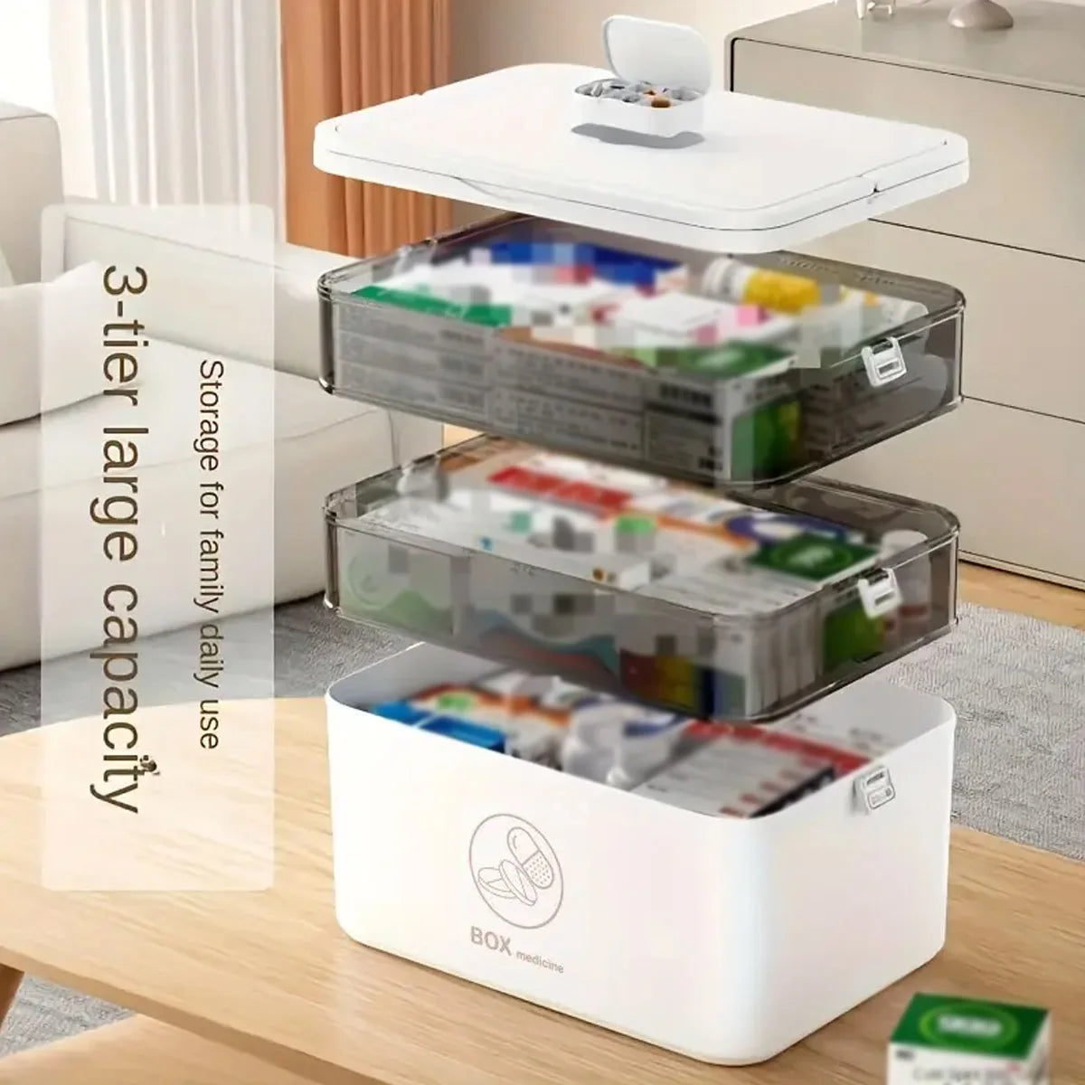 Household Large Capacity Medicine Box – Portable First Aid Kit with Multi-Layer Drug Storage for Emergencies