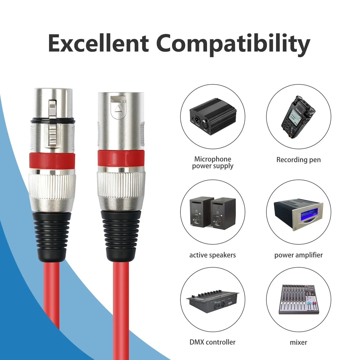 Professional XLR Male to Female Microphone Extension Cable – Balanced 3-Pin Audio Line for Recording, Mixer & Speakers