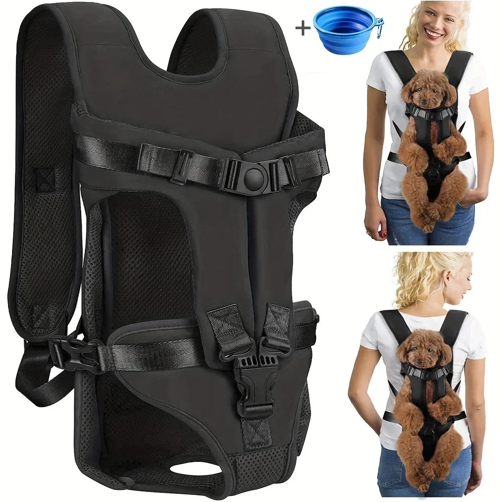 Adjustable Hands-Free Pet Front Dog Carrier Backpack - Ideal for Medium & Small Dogs - Convenient and Comfortable Pet Backpack