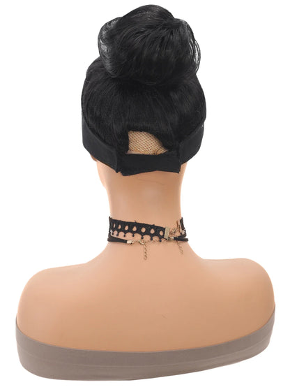 Allaosify Synthetic Bun – Straight Hair Circle with Elastic Rope, Natural Dark & Light Hair Color, Hair Accessories for Women