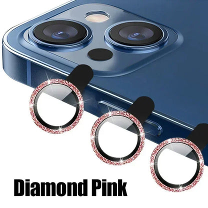 3PCS Metal Camera Lens Protector - Tempered Glass Cover for iPhone 11 12 13 14 15 Pro Max & Plus