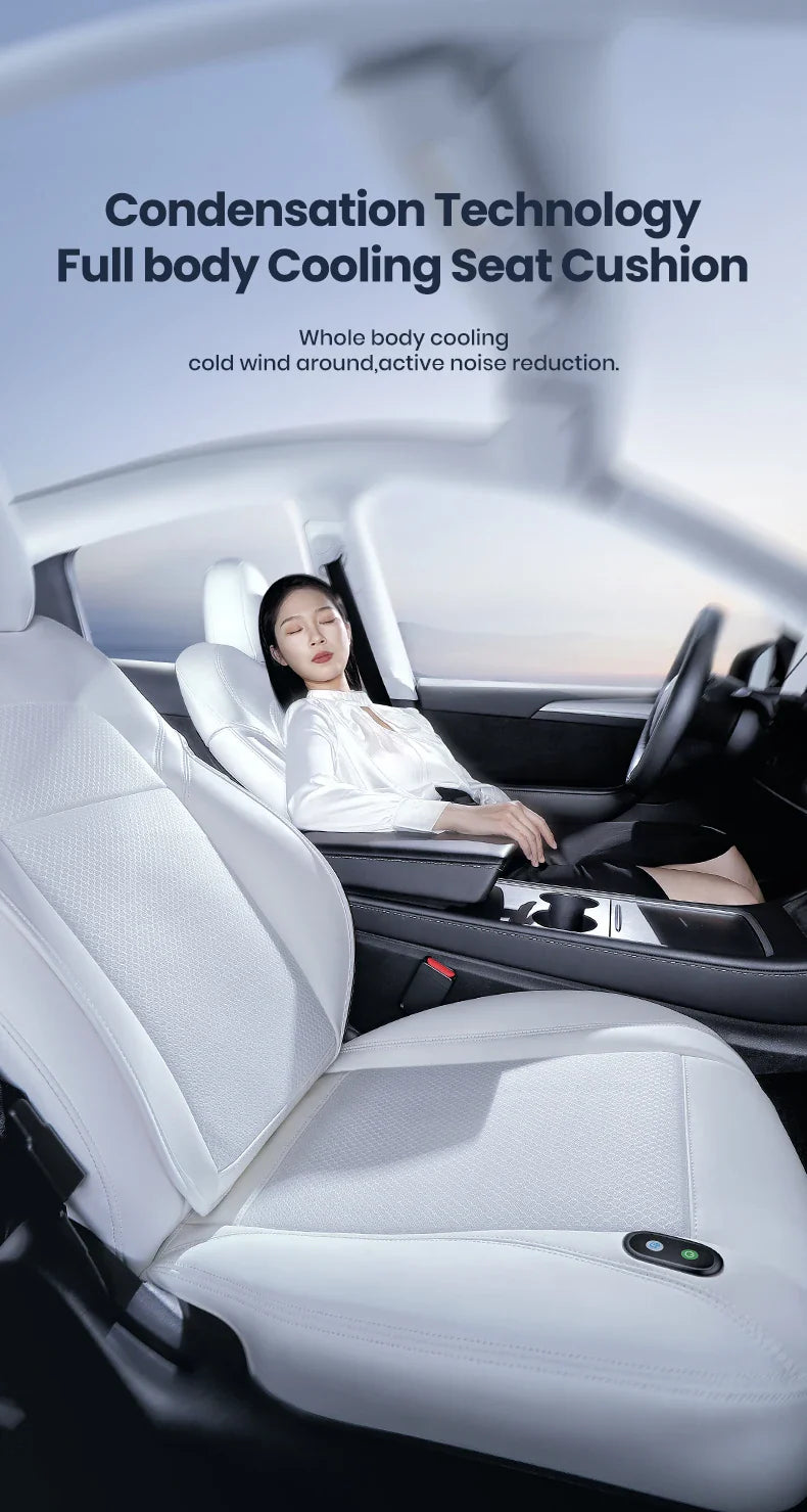 YZ Tesla Seat Cushion Cover — Ventilated Cooling Car Seat with Fan for Model 3 & Model Y | Breathable Summer Accessory