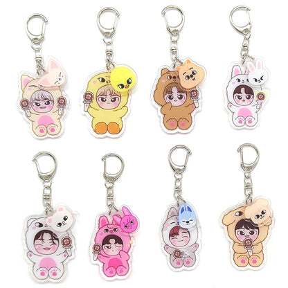 8pcs KPOP Acrylic Keychain Set — Cute Bag Pendants for Fans & Gifts