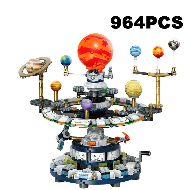 Rotating Solar System Building Blocks Set – Interstellar Space Science Educational Assemble Bricks Toy Gift