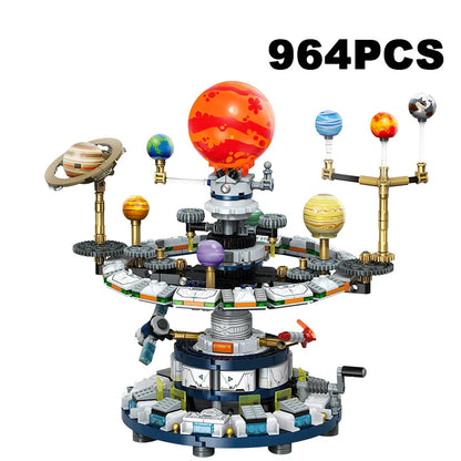 Rotating Solar System Building Blocks Set – Interstellar Space Science Educational Assemble Bricks Toy Gift