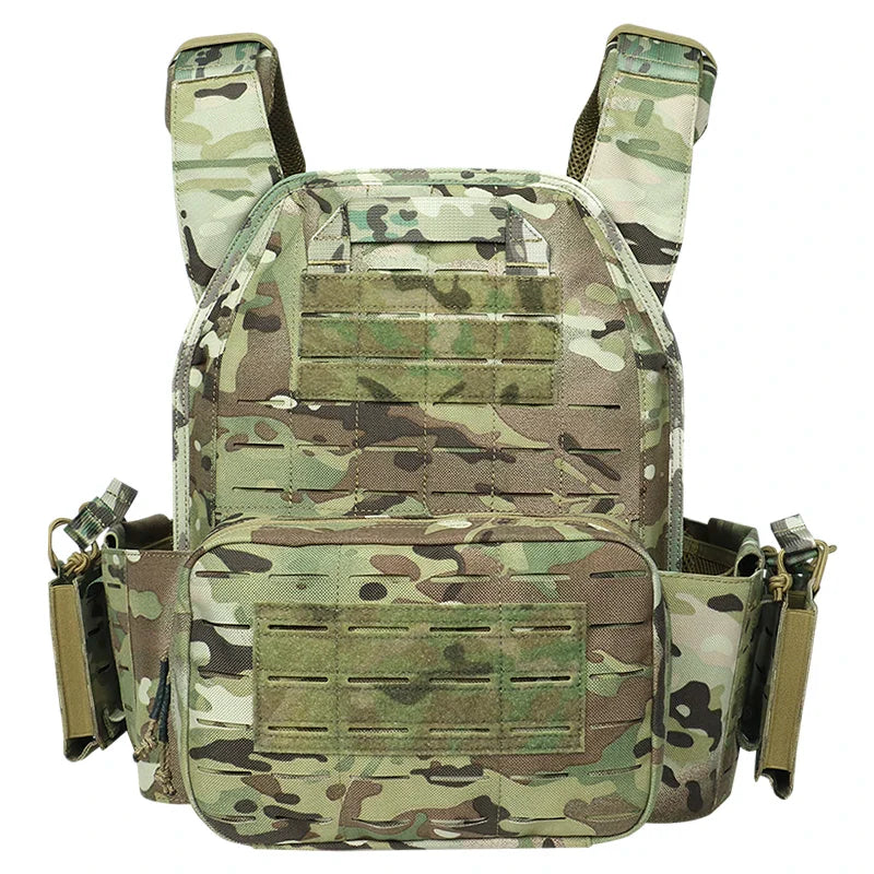 Ranger Green Plate Carrier Tactical Vest - Quick Release Security Molle Chaleco with Laser Cut Bandolier