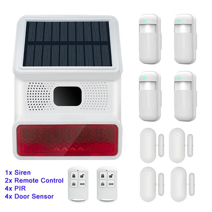 IP65 Waterproof Wireless Solar Strobe Siren Alarm – 433MHz Security for WiFi & GSM Home Alarm System