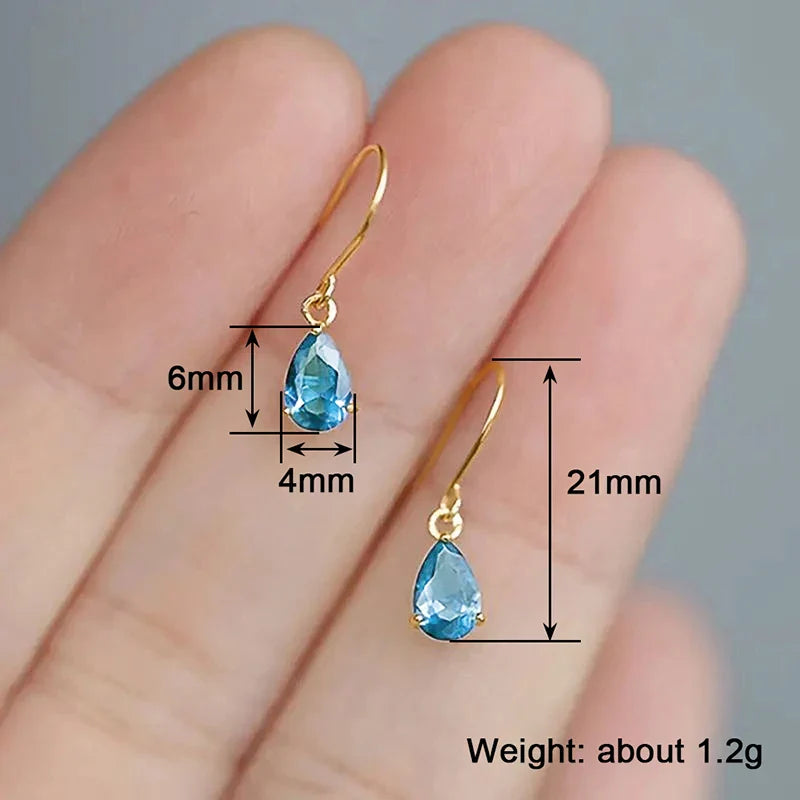 Huitan Pear Cubic Zirconia Dangle Earrings for Women – Simple Versatile Hook Drop Fashion Statement Jewelry